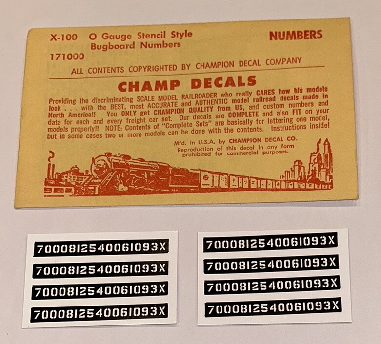 CHAMP O DECAL-BUGBOARD NUMBERS-WHT STENCIL NUMBERS ON BLACK BACKGROUND ...