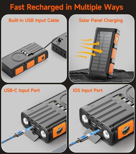 Solar Powerbank 20000 mAh Wireless Charger Wasserdicht Ladegerät für Alle Handys - Bild 7 von 15