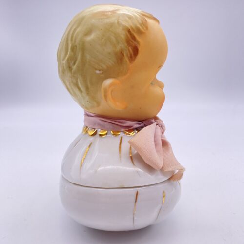Vintage Royal Japan Porcelain Bisque Doll Baby Head Trinket Box HTF - Picture 4 of 8