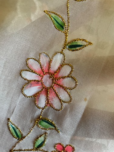 Vintage Embroidered Asian Chinese Japanese Blouse Shirt Hand Painted Flowers - Picture 7 of 23