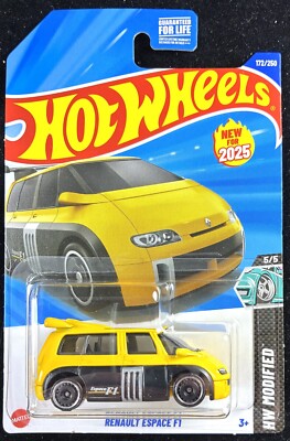 2025 HOT WHEELS RENAULT ESPACE F1 V10, 800 hp,HW MODIFIED, Yellow #172, J CASE