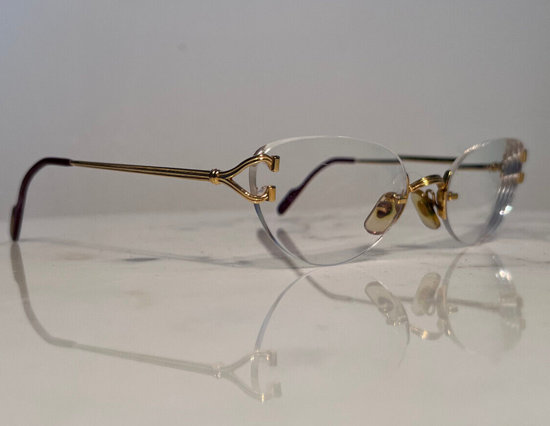 Cartier Glasses Sunglasses Portofino C'Decor Metal Vintage Wood Buffalo horn