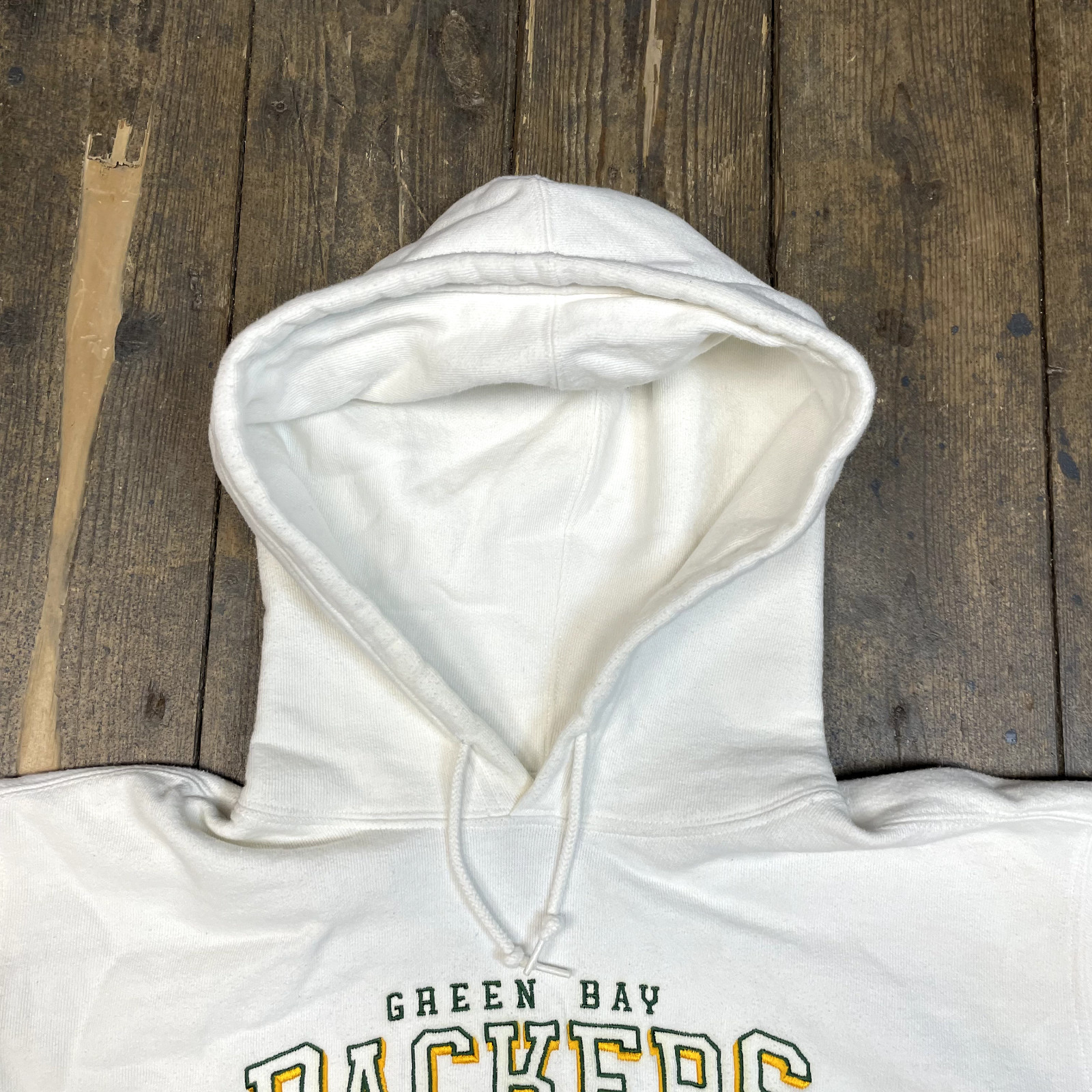 Reebok NFL Hoodie Mens Spellout 90s Green Bay Packers Sweatshirt, White, Large image 7
