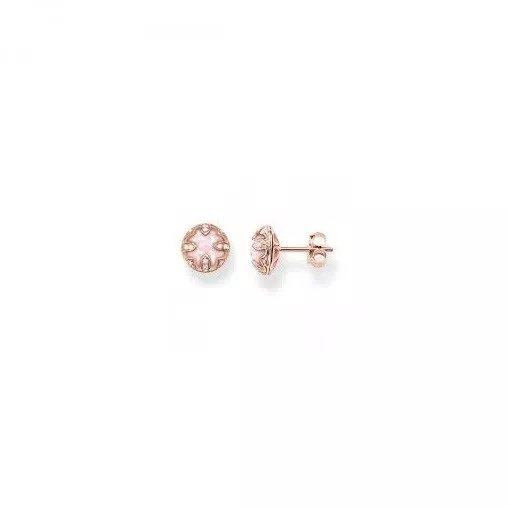 New Genuine Thomas Sabo Gold Plated Silver Rose Quartz stud