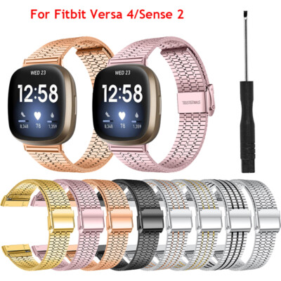 Metal Strap Stainless Steel Mesh Watch Band Wristband For Fitbit Versa 4/Sense 2