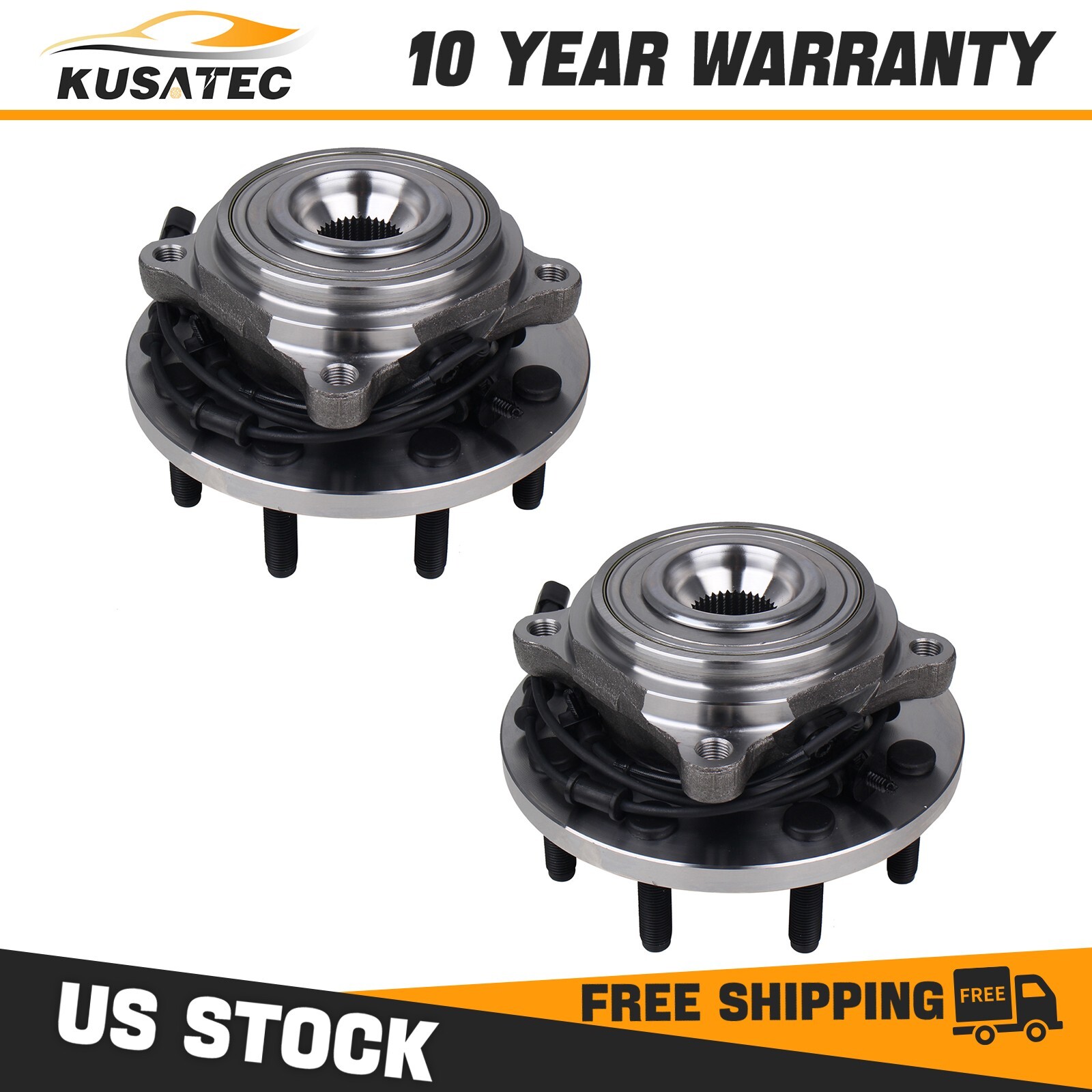 Pair Front Wheel Bearing Hub Assembly For 2012 2013 Ram 2500 3500 8 Lug W/ABS