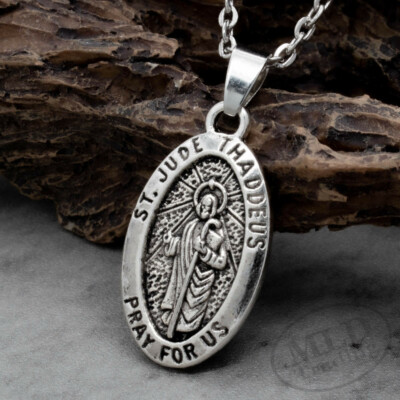 Saint Jude Thaddeus Medal Pendant Necklace Alloy 18