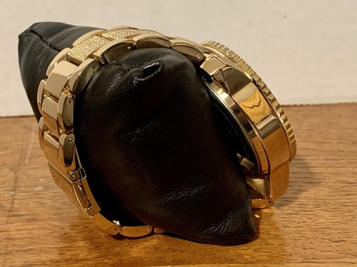 GOLD TONE TECHNO TREND 52mm MILITARY BLING WATCH BRASS CASE , Needs battery ๐ - Picture 15 of 16
