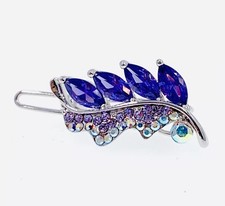 USA Elegant Leaf Small Hair Clip Hairpin use Swarovski Crystal Elegant Purple