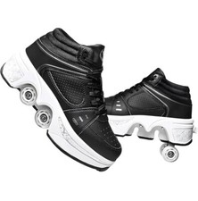 Roller Skate Shoes for Men Women Double Row Deform Wheel Roller Skates size 10