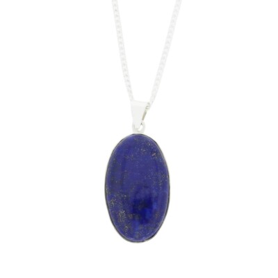 Lapislazuli ovale Form Anhänger & Kette Sterlingsilber DM018