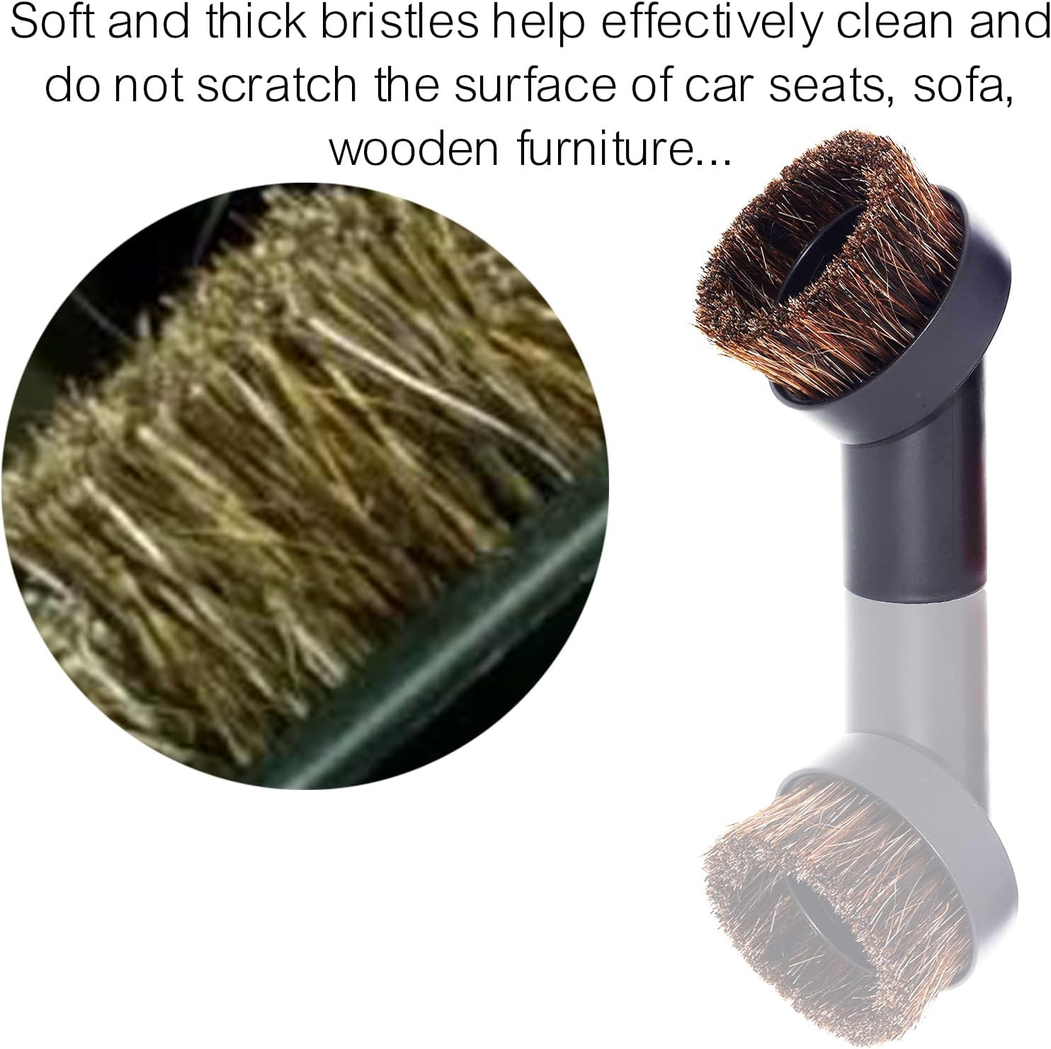 3 PACK 1-1/4 Inch round Horsehair Vacuum Dust Brush Attachment with Soft Bristle