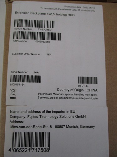 Fujitsu PY-BA24SD EXTENSION BACKPLANE 4 X 2.5IN SFF HOT-PLUG HDD/SSD- - Bild 12 von 12