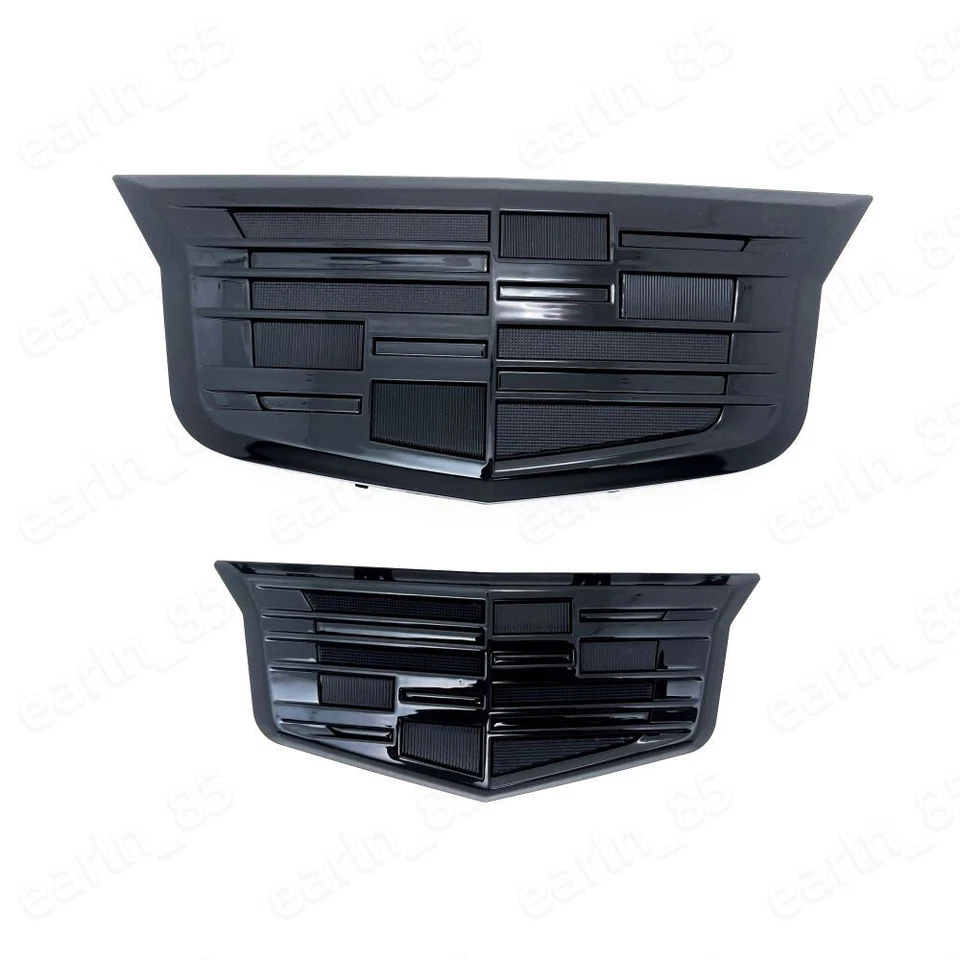 Juego de 2 emblemas de insignia delanteros y traseros de auto Cadillac color negro para XT6 XT5 ATS XTS Foto 3 de 4