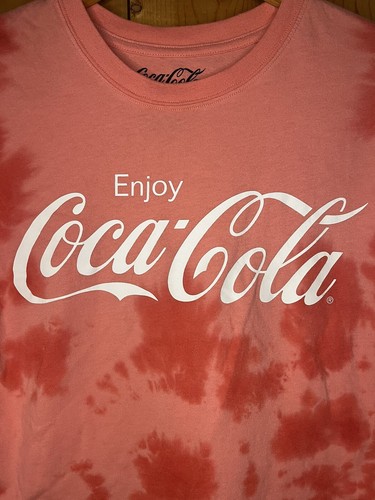 Enjoy Coca Cola Women's Red Tie Dye Crop Top T Shirt Size Large C7 - Picture 2 of 4
