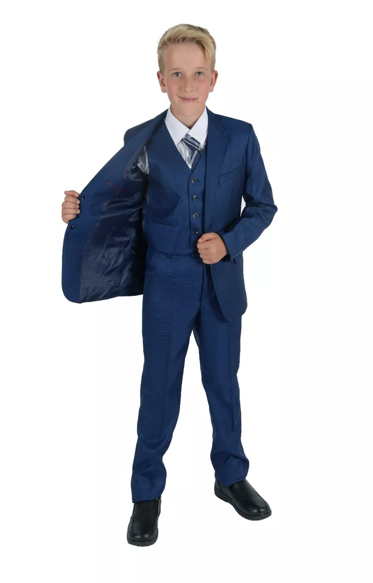 Niños Azul Trajes 5 Pieza de Boda Graduación Página Niño Fiesta Formal Años | eBay