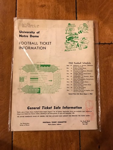 1962 NCAA NOTRE DAME FOOTBALL DOPE BOOK EXMT - 第 2/2 張圖片