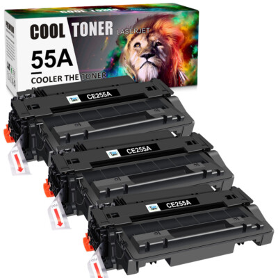 3 PK CE255A 55A Toner Cartridge for HP LaserJet Pro P3015N P3015D P3015X Printer