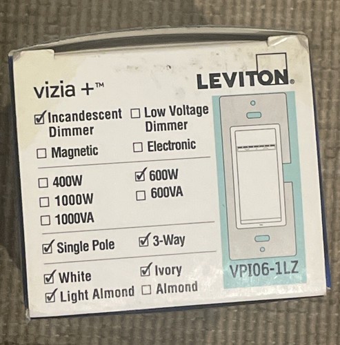 LEVITON Digital Push On/Off 600W Atenuador 3 Vías 3 Colores Opción VPI06-1LZ - Imagen 3 de 4