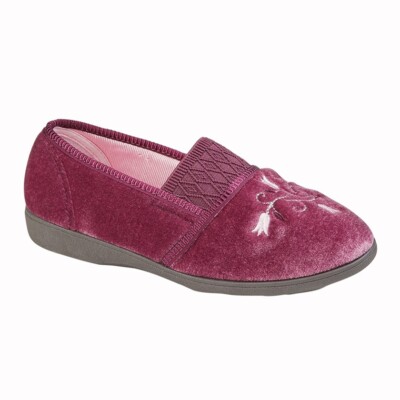 Schlafanzug INEZ LS792 Zwickel Hals gemustert Indoor Slipper meliert Velours