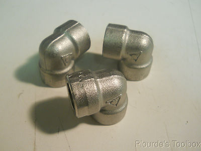 Lot of (3) New  1/4'' Forged 304 Stainless Socket Weld 90° Elbow Fittings, 3M