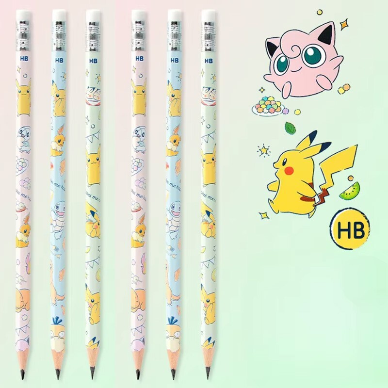 Pokemon Pastel Lápiz 2x Set Evoli Pikachu Original Anime Manga Nintendo NUEVO