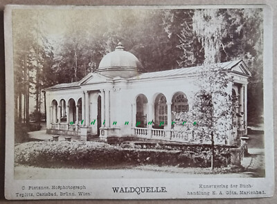 Marienbad Waldquelle Mariánské Lázně Kunstverlag Götz Böhmen Kartonfoto um 1894