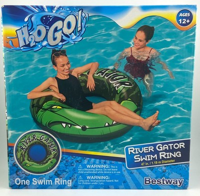 H2O Go! River Gator Swim Ring 47'' Inflatable Pool Beach Float Ages 12+, New