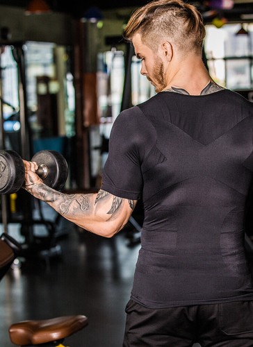 T-shirt uomo body shaper dimagrante gilet addome compressione allenamento canottiere - Foto 10 di 25