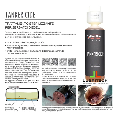 Sintoflon TANKERICIDE = BACTERICIDE x serbatoi gasolio Biocida anti alghe Diesel