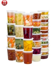 60 Sets Deli Containers with Lids,32/16/8 oz X20 Set Each,Leak-Proof & BPA Free