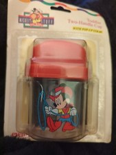 Vintage 1995 Evenflo Mickey's Stuff For Kids Toddler Two-Handle Cup W/ Pop-Up...