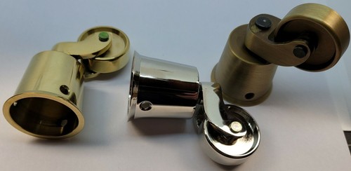 1-1/4" Solid Brass CUP CASTER polished nickel wheel chair tea cart table antique - Picture 3 of 9
