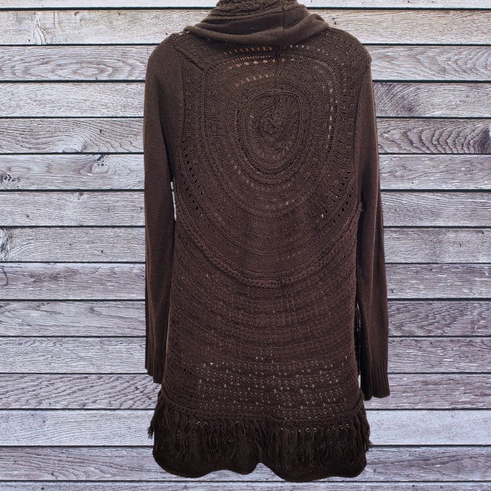 Suéter cárdigan abierto para mujer John Paul Richard grande marrón tejido manga larga Foto 3 de 4