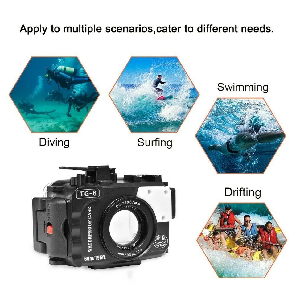 Seafrogs 60m/195ft Waterproof Underwater Camera Housing Case for Olympus TG6 - image 2 of 4