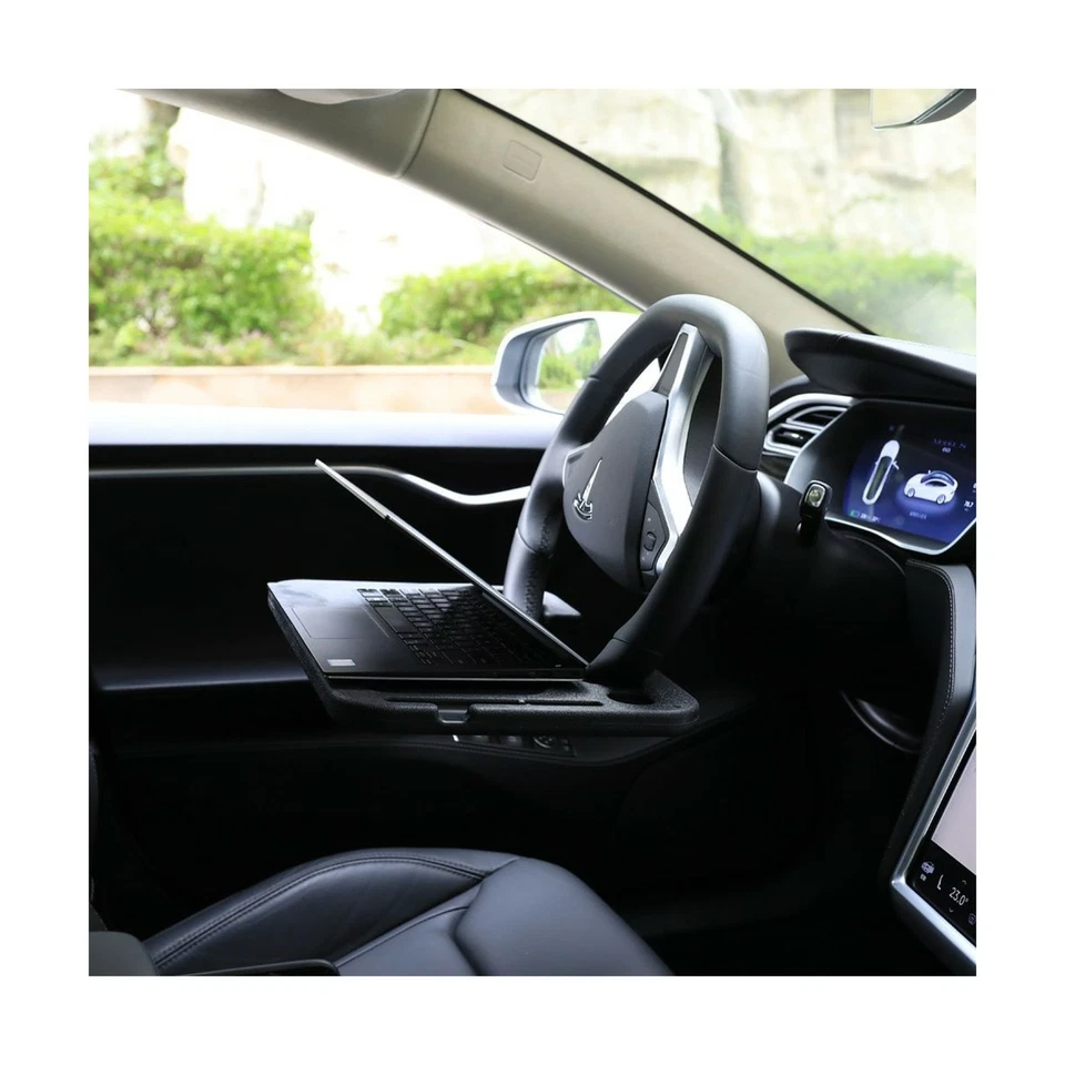 Steering Wheel Desk Car Table Tray Vehicle Seat Mount Notebook Eating Desk Black - Image 4 of 4