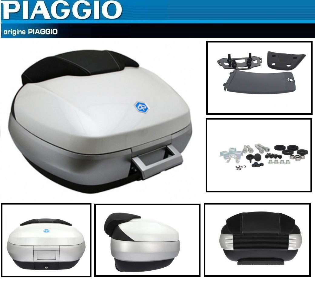 Top case Piaggio MP3 blanc avec fixation pour vos trajets urbains