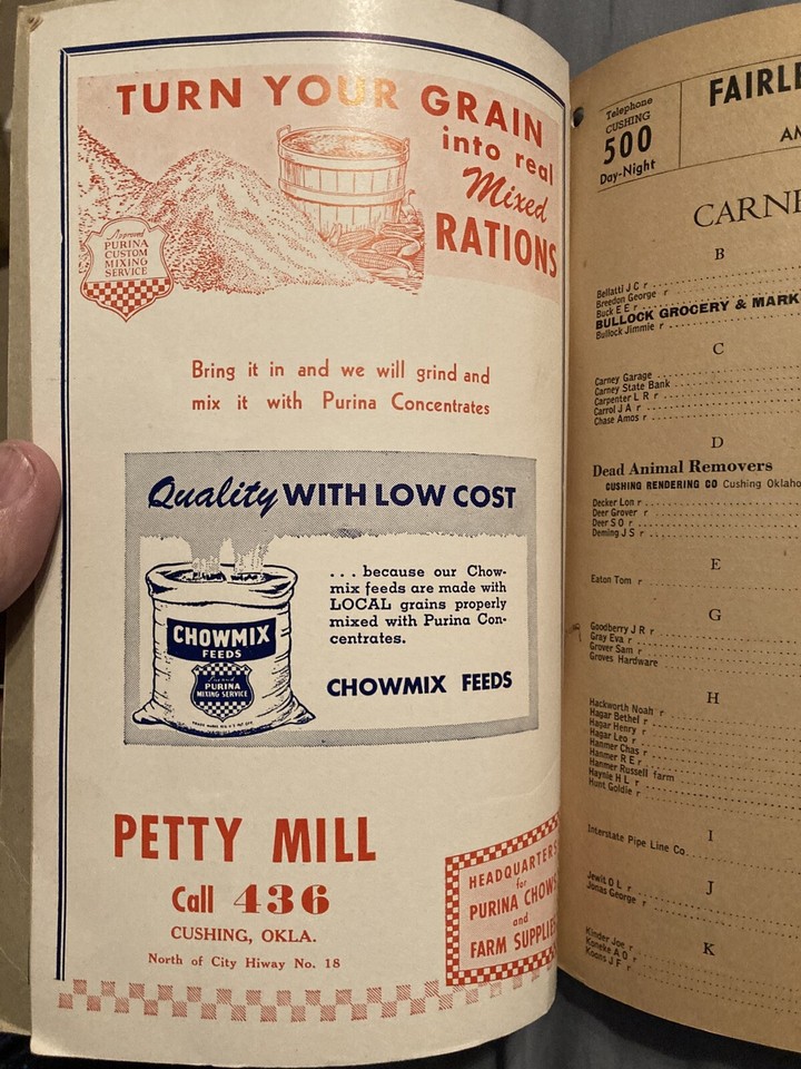 1947 Yale Morrison Glenco Oklahoma Antique Telephone Phone Book