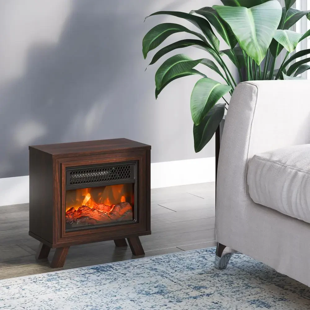 Tabletop Electric Fireplace Space Heater 4600 BTU Heat Up to 400 Sq Ft  Brown | eBay