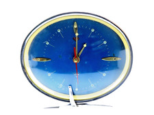 Vintage Diamond Shanghai China Alarm Clock, Mechanical Wind-Up, Oval Blue Dial