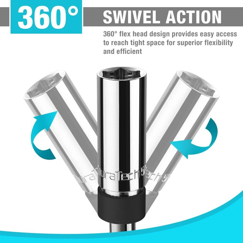 DURATECH 5/8" Swivel Magnetic Spark Plug Socket Enhanced Magnetic Head CrV Steel - Image 4 of 4