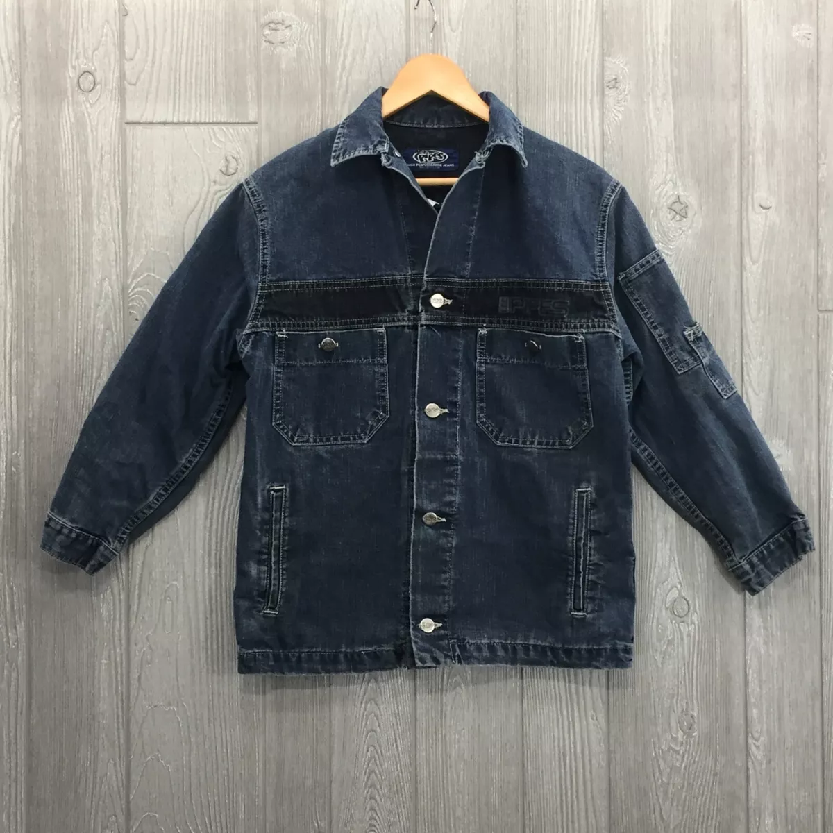 Vintage Denim Lee Pipes BMX Trucker Jacket Boys Size Medium Blue