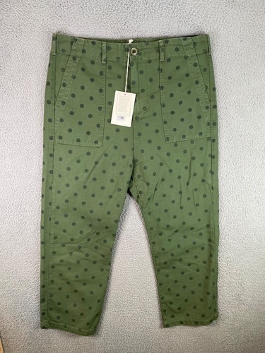 THE GREAT Ranger Women's Pants 28 Green Military Utility Polka Dot Boho Wide Leg - Picture 1 of 12