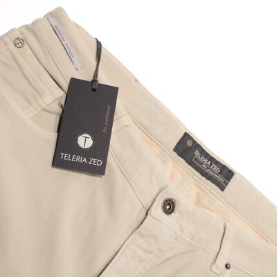 Teleria Zed NWT 5 Pocket Jean Cut Pants Size 40 US In Solid Beige Cotton Blend