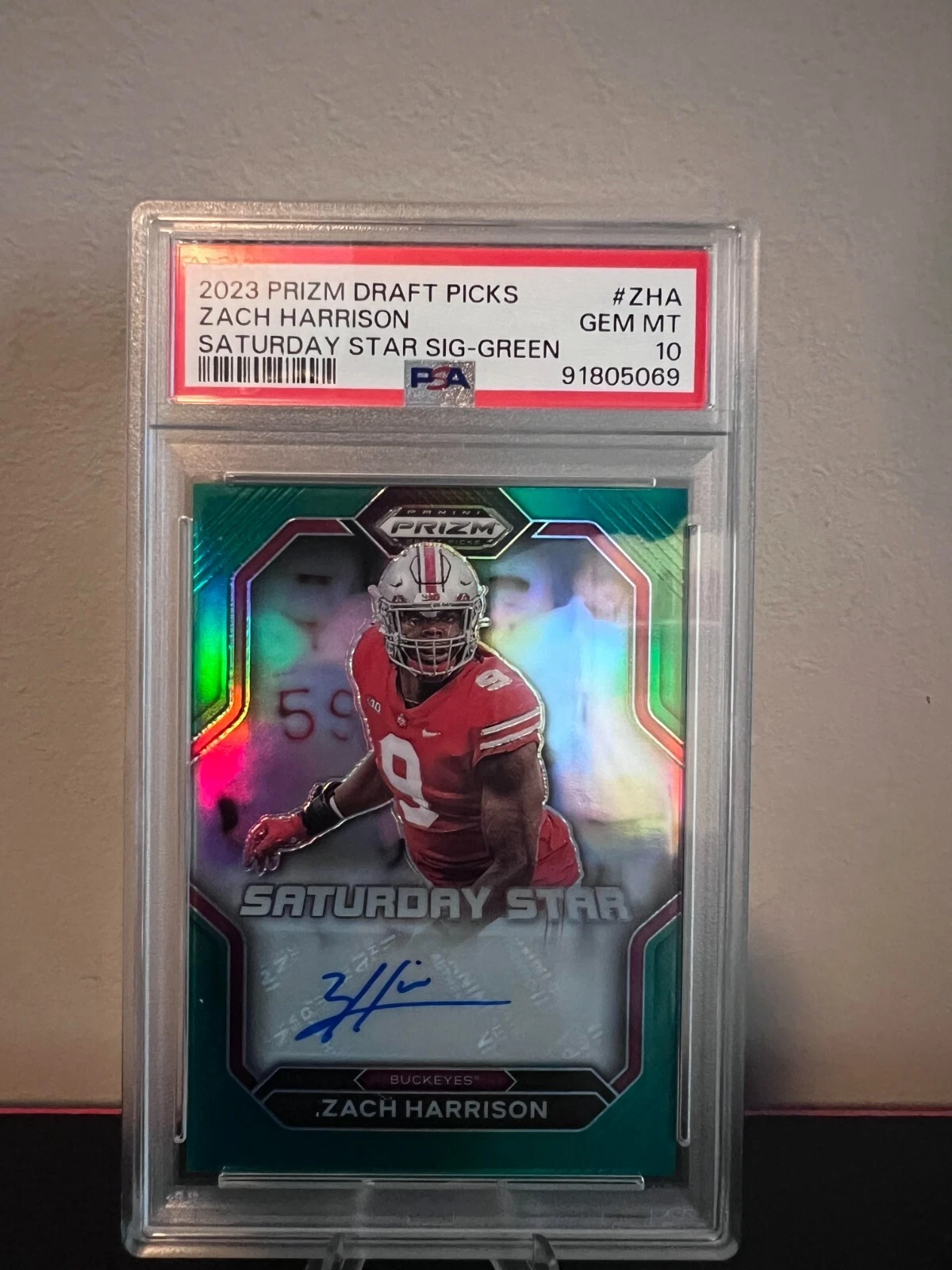 Zach Harrison Panini Prizm Draft Picks Saturday Star Signatures #ZHA Green