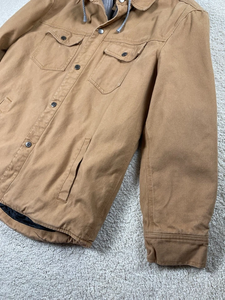 CRAFTSMAN 夹克男式 M 棕色拉链扣连帽帆布工作服 — 第 4/4 张图片