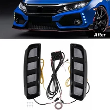 LED DRL Daytime Running Light Front Fog Lamp FIT Honda Civic Type R 2016-2020