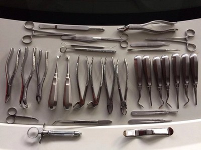 32 Pcs ORAL DENTAL EXTRACTION SURGERY EXTRACTING ELEVATORS FORCEPS INSTRUMENTS