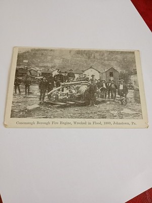 Conemaugh Feuerwehrauto nach 1889 Hochwasser zerstört, RP-Karte unbespielt