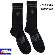 Bombas Men  s Black Crew / Calf Socks Size Large Bee Logo Honeycomb Arch Support
